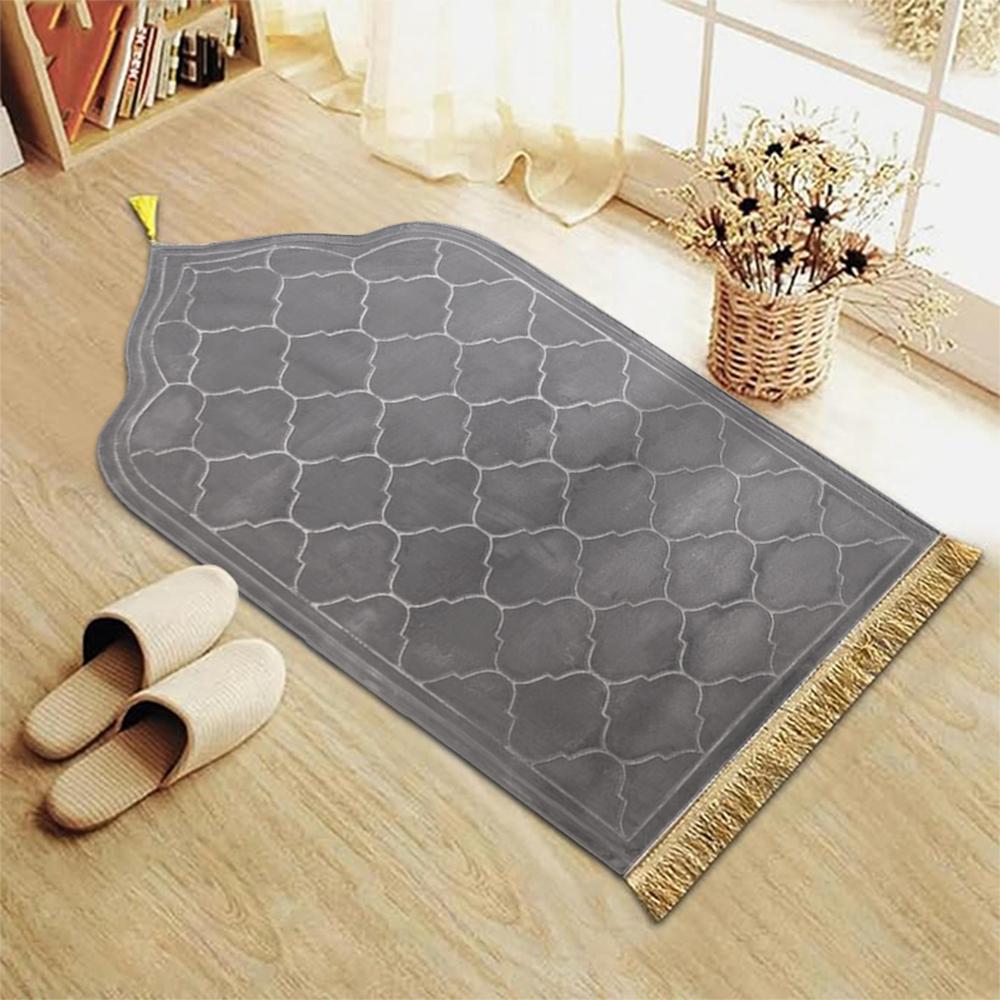 Thick Prayer Rug Prayer Mat with Tassels Islamic Turkish Irregular Anti-Slip Praying Rug Carpet Thick Soft Flannel