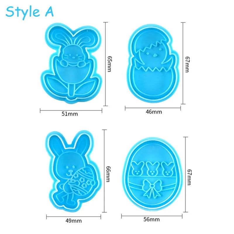 9Pcs Easter Bunny Cookie Cutters Jar Sauce Chocolate Stamp Mold Rabbit Egg Biscuit Fondant Embosser Mold Cake Decor Baking Tools