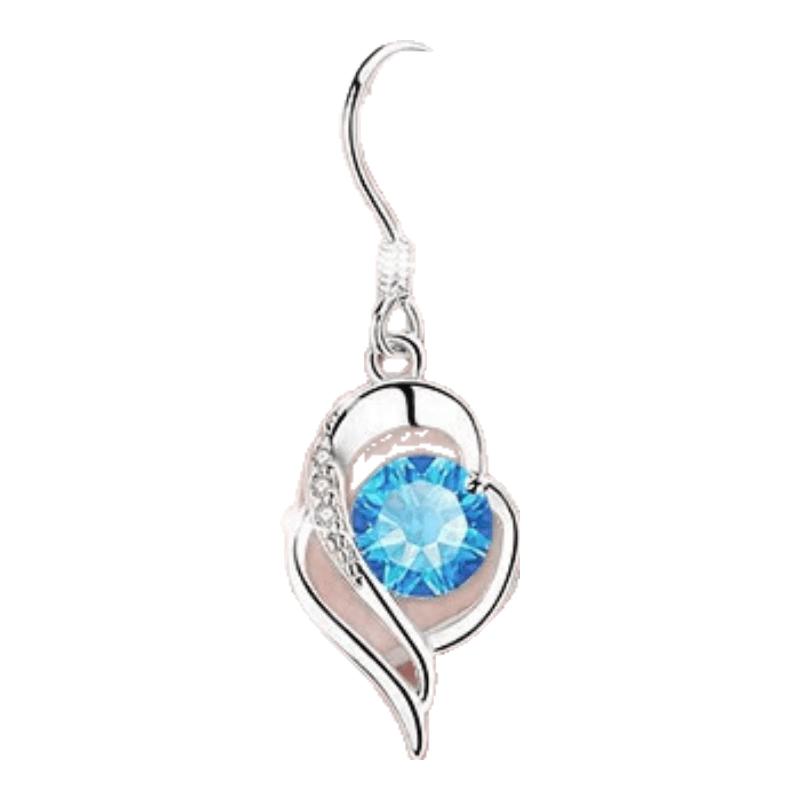 MANHE S999 Pure Silver Blue Zircon Stud Earrings