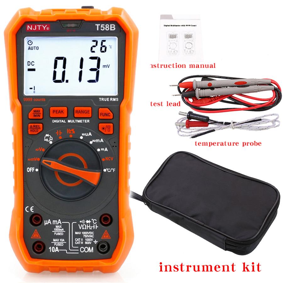 NJTY 58B  58A Multimeter High-Precision Digital Display Smart Burn-Proof Household Electrician Capacitance Meter