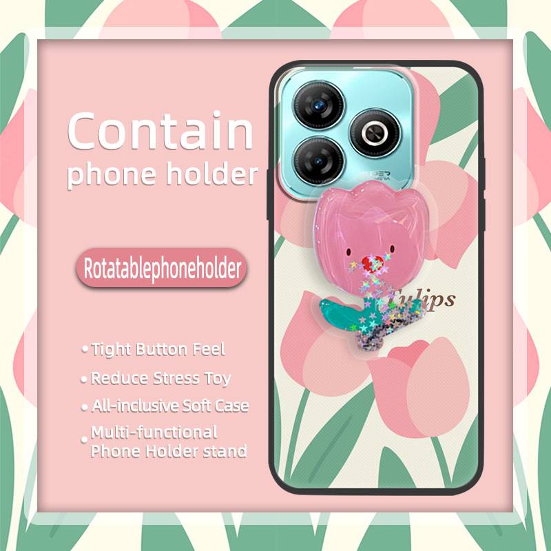 Husă Telefon TPU Design Modă Pentru ZTE Blade A75 4G/Z2359 Anti-șoc Durabil Silicon Suport Cartoon Sclipici Anti-praf