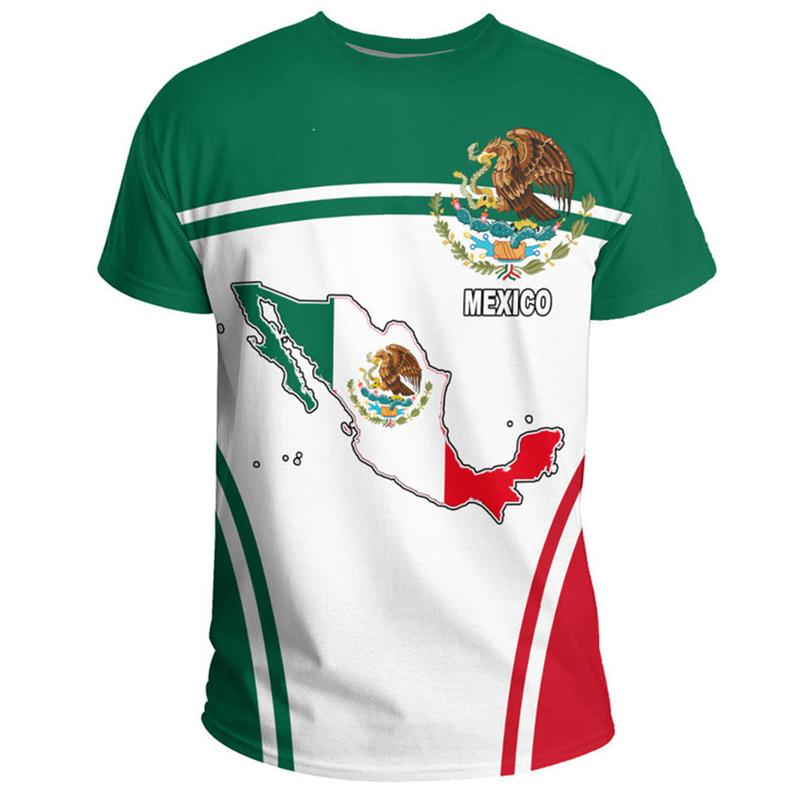 Mexico National Flag T Shirts For Men Fashion Mexican Eagle Pattern Short Sleeve Oversized T-shirt Fitness Running GYM Tees Tops