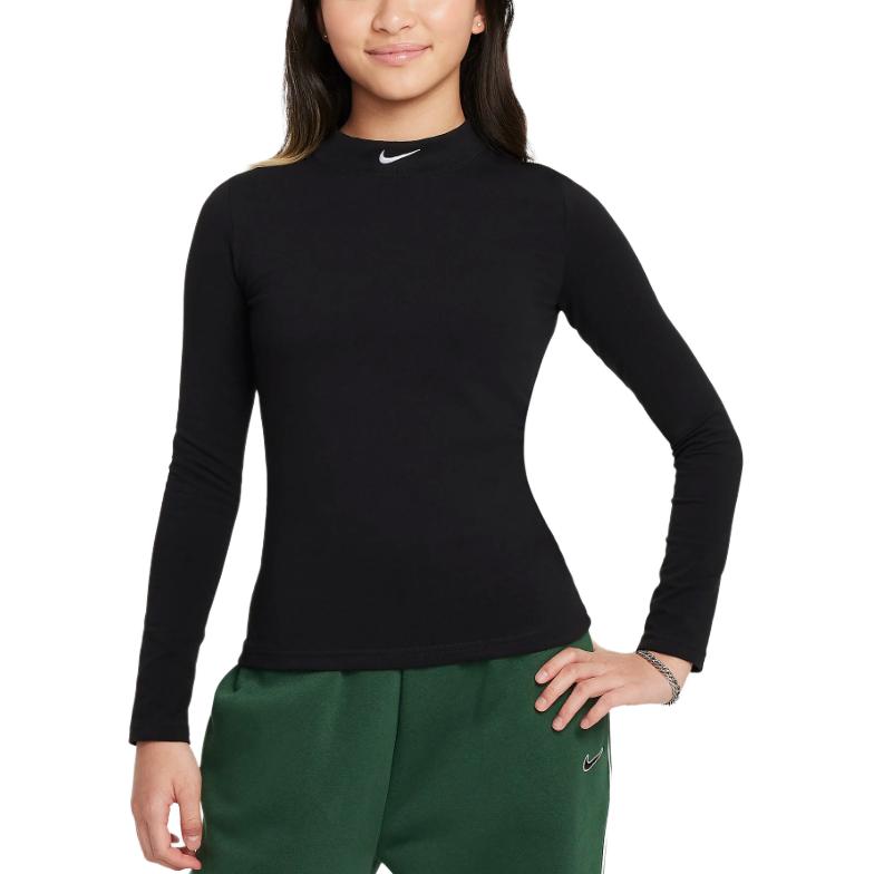 

Nike Sportswear Solid Color Comfortable Warm Half High Neck Long Sleeve Sweatshirt Kids sweatshirt Black FZ5555-010 S