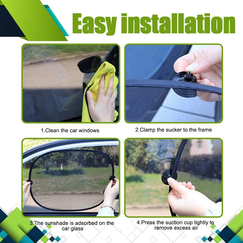 Car Rear Window Sunshade, 20"×40" Rear Window Sun Shade Blocker With Suction Cups, Mesh Sunlight Shield Provide Glare Shield And UV Rays Protection