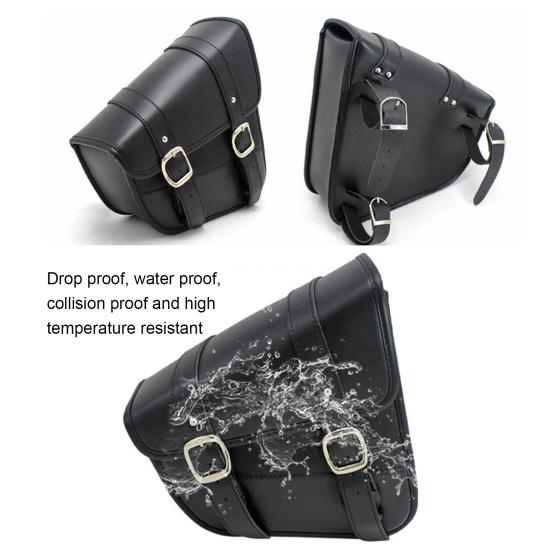 Motorcycle Swingarm Bag Waterproof Faux Leather Adjustable Strap Large Capacity Universal Triangulated Motorbike Saddlebag Swing Arm Organizer