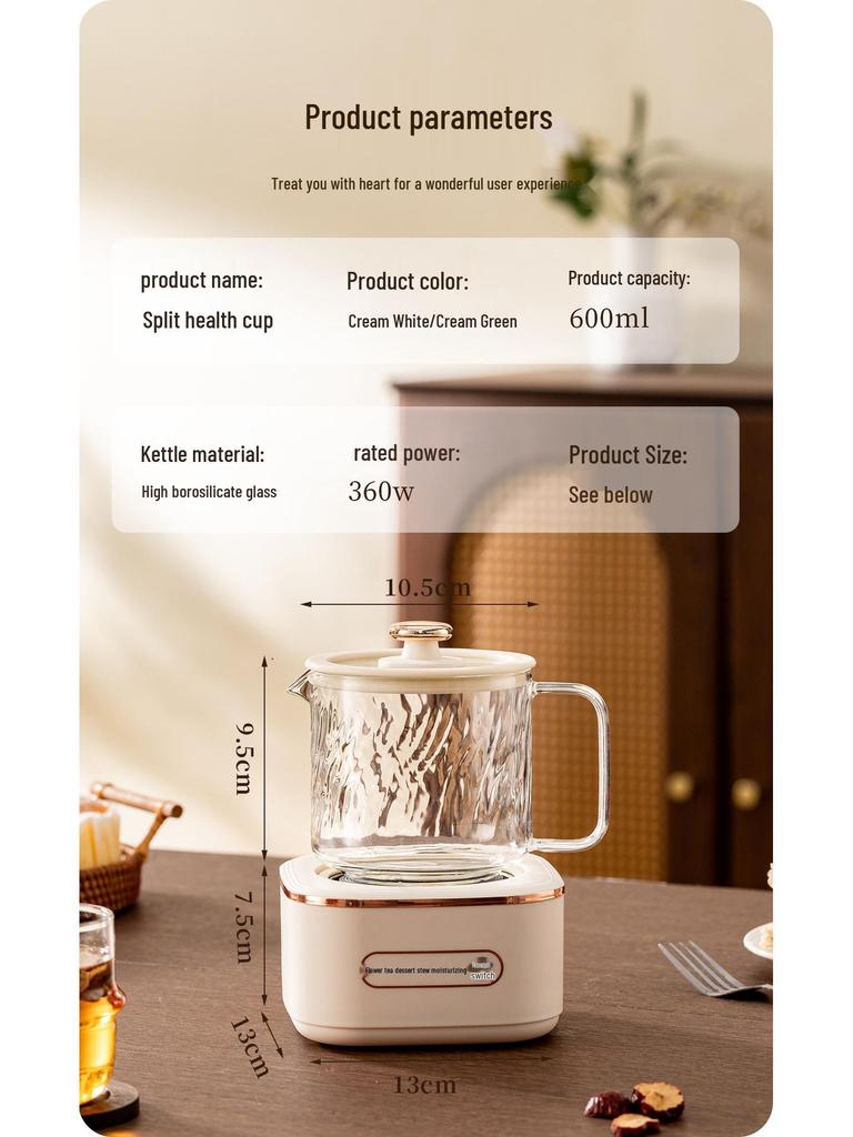All-Glass Electric Tea Maker: Multifunctional Kettle for Home & Office