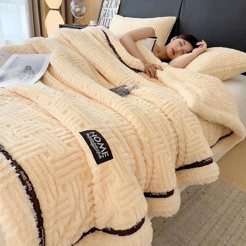 Neue Halbseiten Fleece Herbst Winter Decke Weich Flauschig Mutter- und Kindgerechte Bettdecken Warm Atmungsaktiv Sofaüberwurfdecke