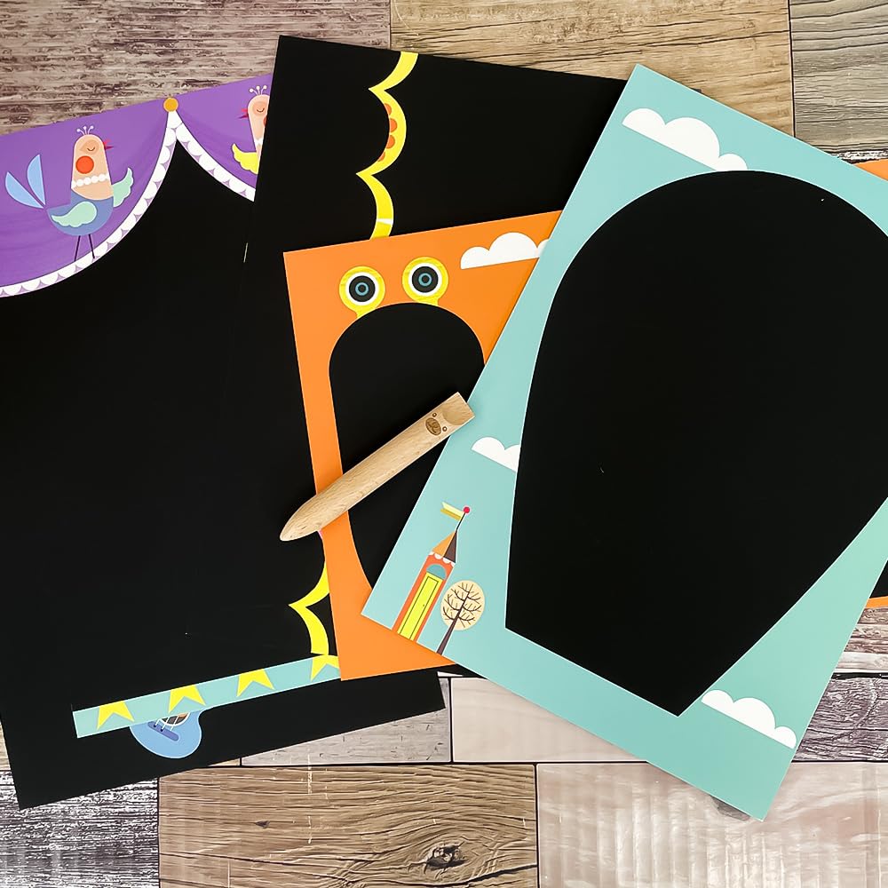 DJECO Discover Scratch Art Cards Scratch Pen Educational Toy for and Toddlers Perfect for Sports and Autumn Evenings - Scratch, Color, Drawing,