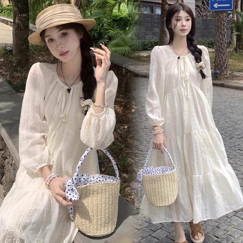 2026 Spring/Summer Korean Style Embroidered Slimming Maternity Dress M