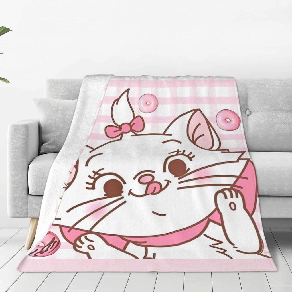 Marie Cat Blanket Warm Aesthetic Plush Throw Blanket For Bedroom Airplane Travel Flannel Bedspread Bed Cover