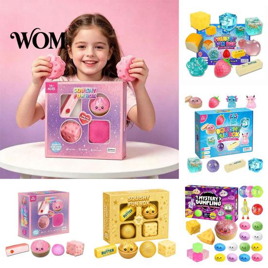 Decompression Sensory Toy 4/8/25Pcs Stress Relief Squeeze Toy, Anxiety Reduction Soft Fidget Stretchy Party Favors for Kids Adults