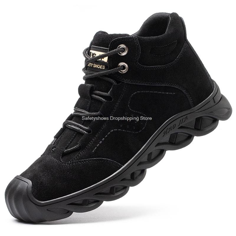 Fashion rubber safety shoes men's anti-scald steel toe work safety boots puncture proof work sneakers male welder shoes men safety boots