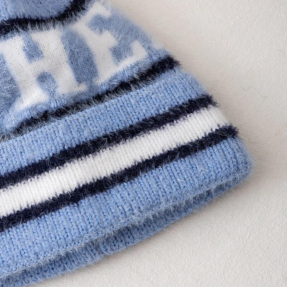 Neuer Stil Mode HEAT Buchstaben Mütze Kappen Bommel Warme Wintermütze Y2K Mütze für Frau Mädchen