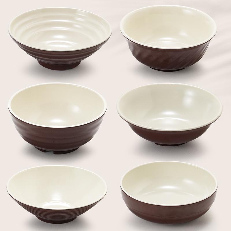 Melamine White Noodle Bowl, Imitation Porcelain, Large Plastic Soup/Rice Bowl for Commercial Use.
