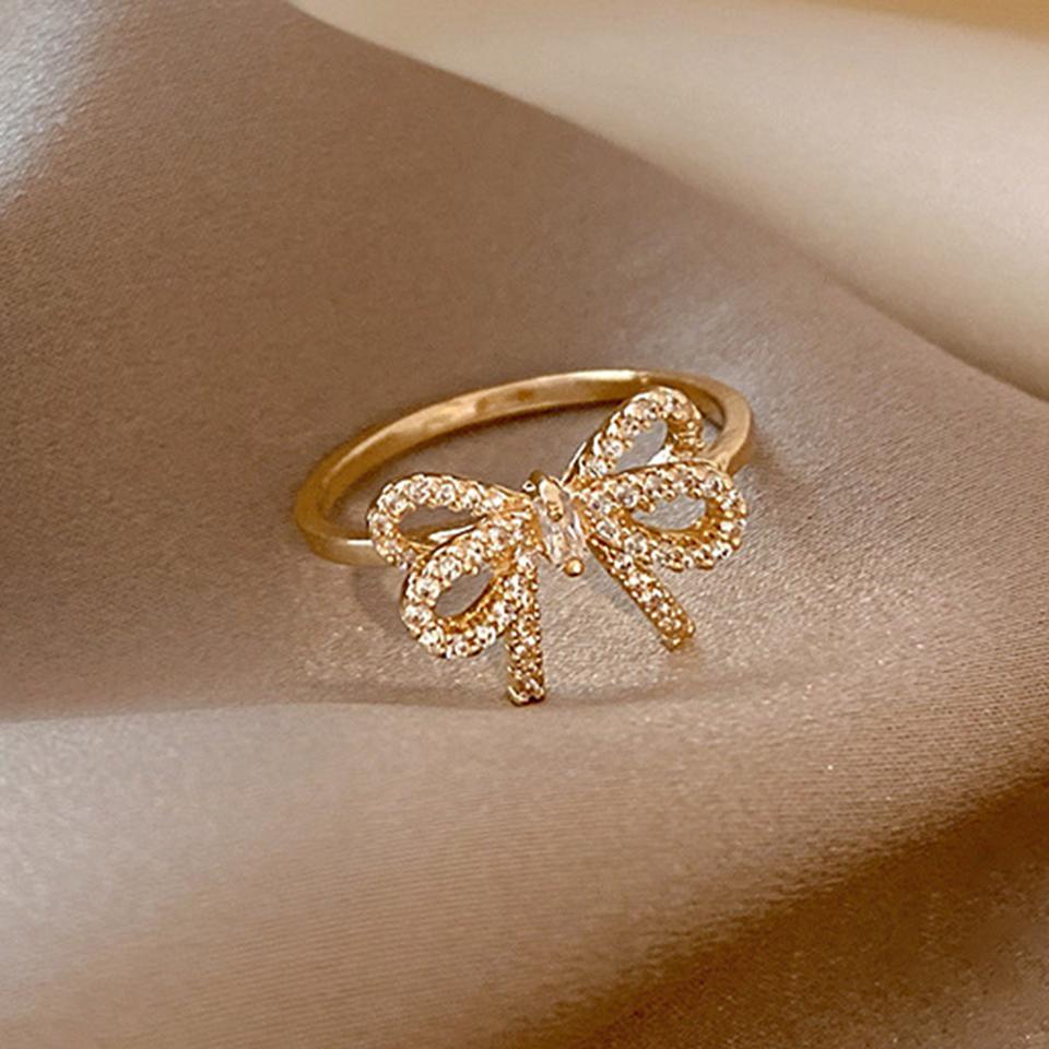 Minimalist Women'S Ring, Exquisite Bow Design, Fashionable Jewelry To Show Off Temperament Without Choosing Style