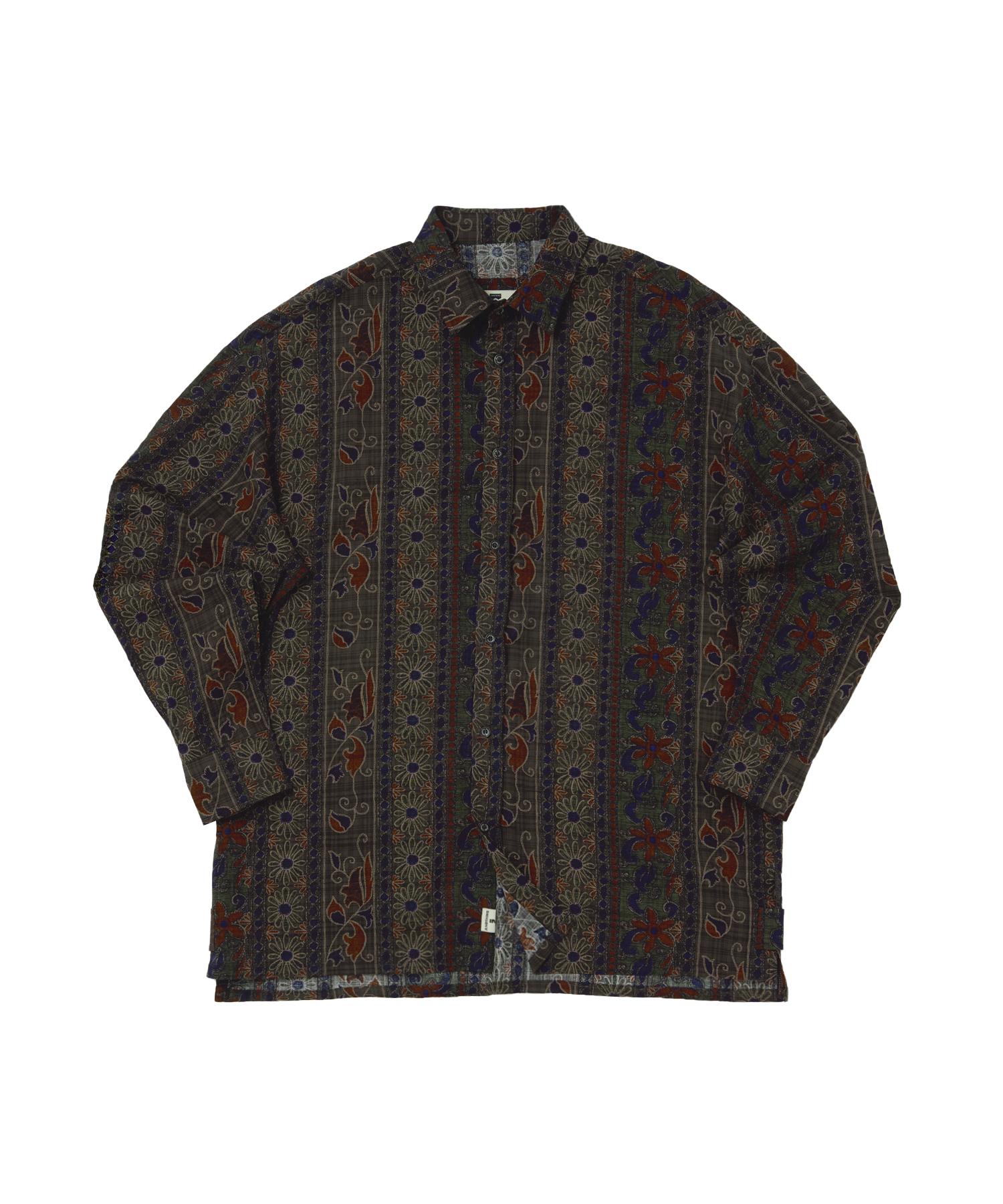 A Nothing Wood-Cut Drop-Shoulder Shirt (Khaki) L