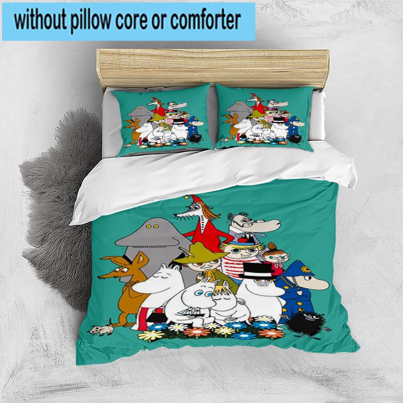 Moo-min Familienfeier 3-teilige Bettwäsche, inklusive 1 Bettbezug und 2 Kissenbezügen. Perfekt für Weihnachten, ideal für Schlafzimmer, Wohnheim 140cm*200cm