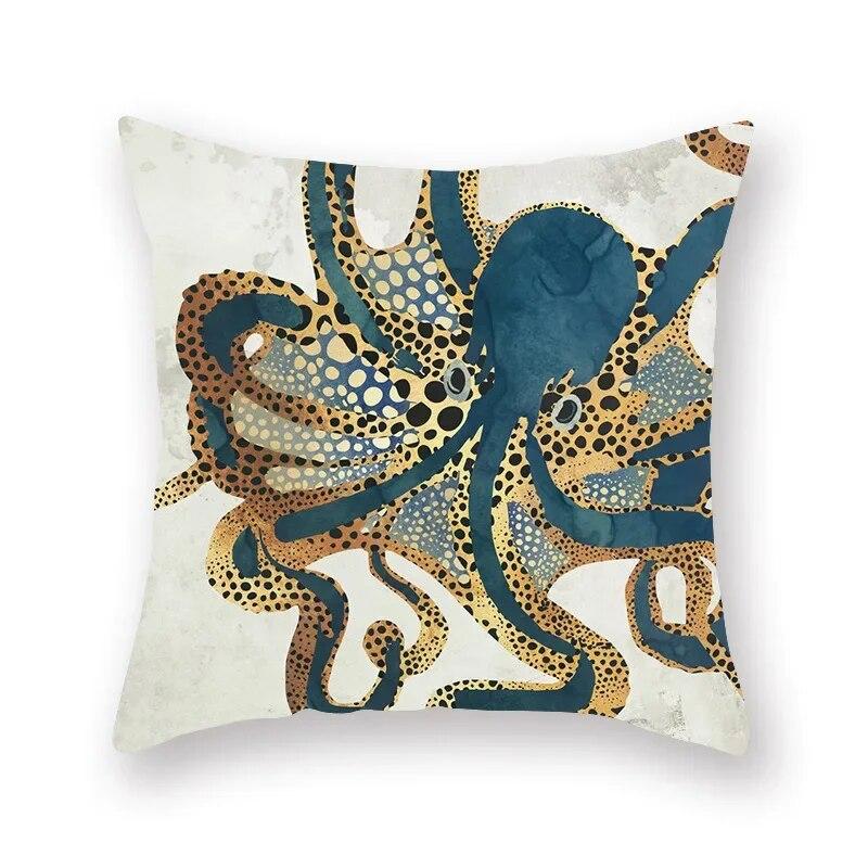 45x45cm Abstract Art Geometric Mountain Sunset Octopus Creative Pillow Cover Sofa Office Seat Cushion  Home Decoration