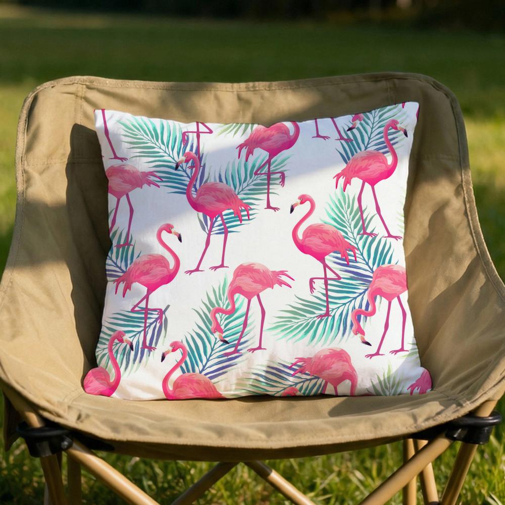 Tropical forest flamingos Cushion Cover Soft Reversible  Durable Pillow Cover  MultiScene Use for Home  Car Daily Comfort