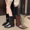 French temperament high heel skinny short boots women's shoes 2025 summer brown pointed small bare boots spring and autumn boots