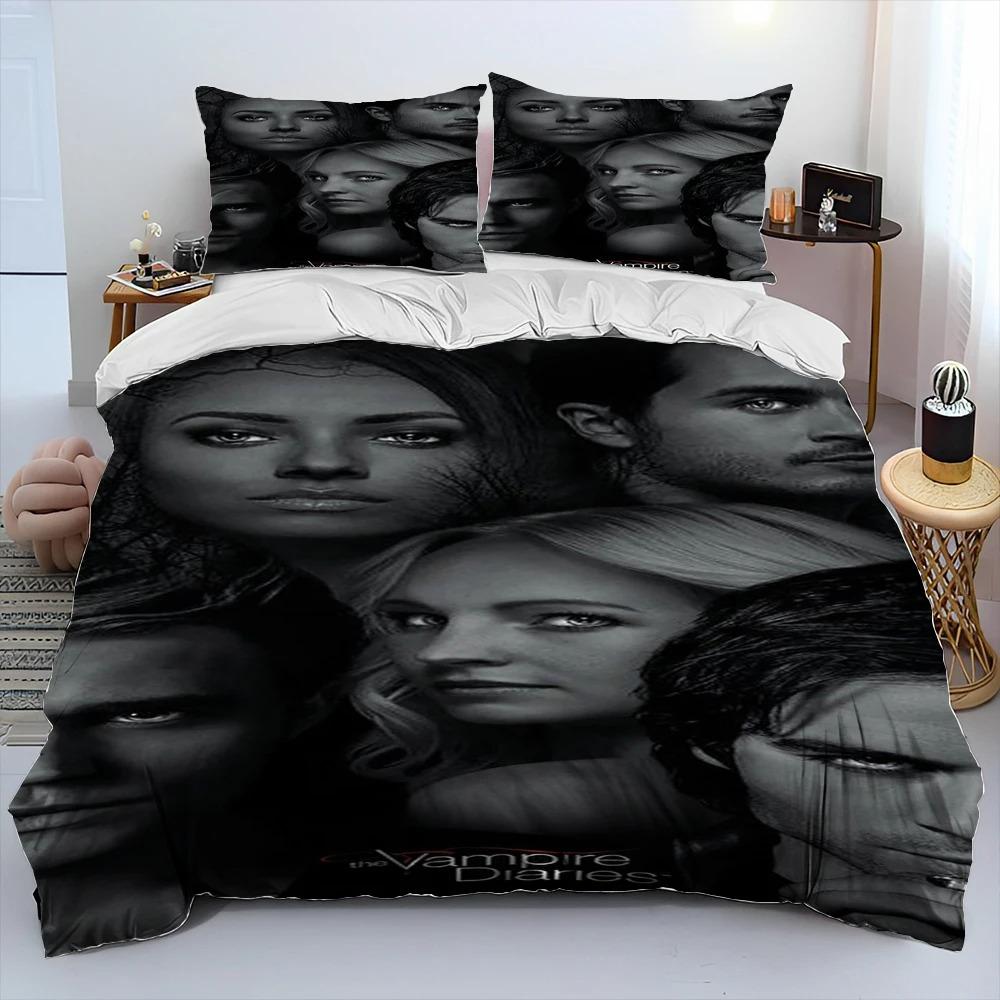 The Vampire Diaries Bettwäsche-Set 3D-Druck Bettbezug Bettwäsche-Set Steppdeckenbezug mit Kissenbezug King Queen Size Kindergeschenk