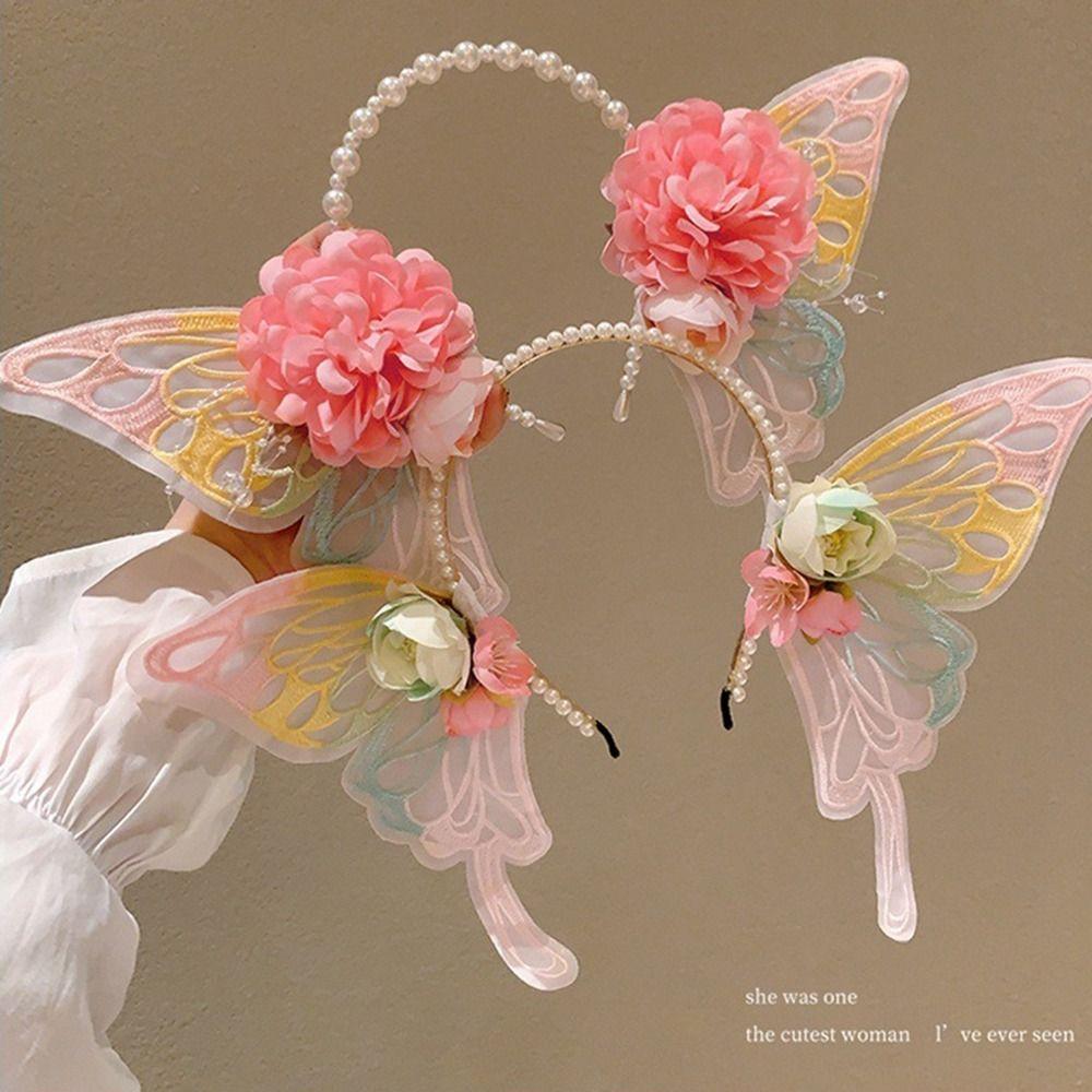 Kvetinová čelenka Lolita Perlová čelenka princeznej Kawaii Detský vlasový kruh Detský darček