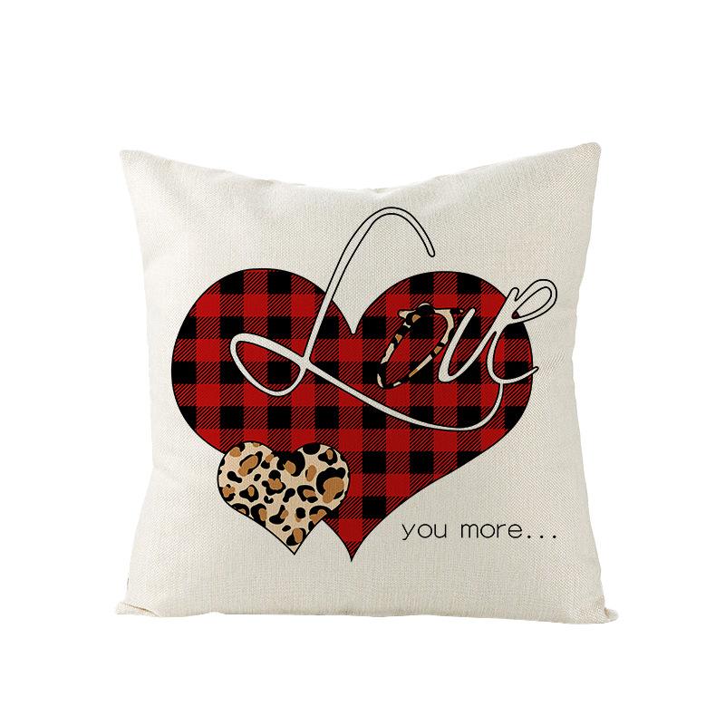 Plaid Valentine's Day Pillow Cover Polyester Printed Love Sofa Cushion Cover Nordic Bedroom Sofa Cushion