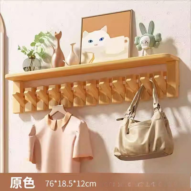 Modern Nordic Solid Wood Wall Mounted Clothes Hanger Luxury Living Bedroom Storage Rack Creative Home Furniture