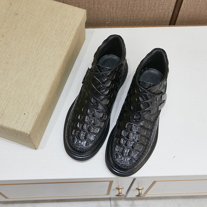 Fashion New men's leather boots for autumn and winter, warm fleece boots, crocodile leather patterned men's shoes for winter A 20
