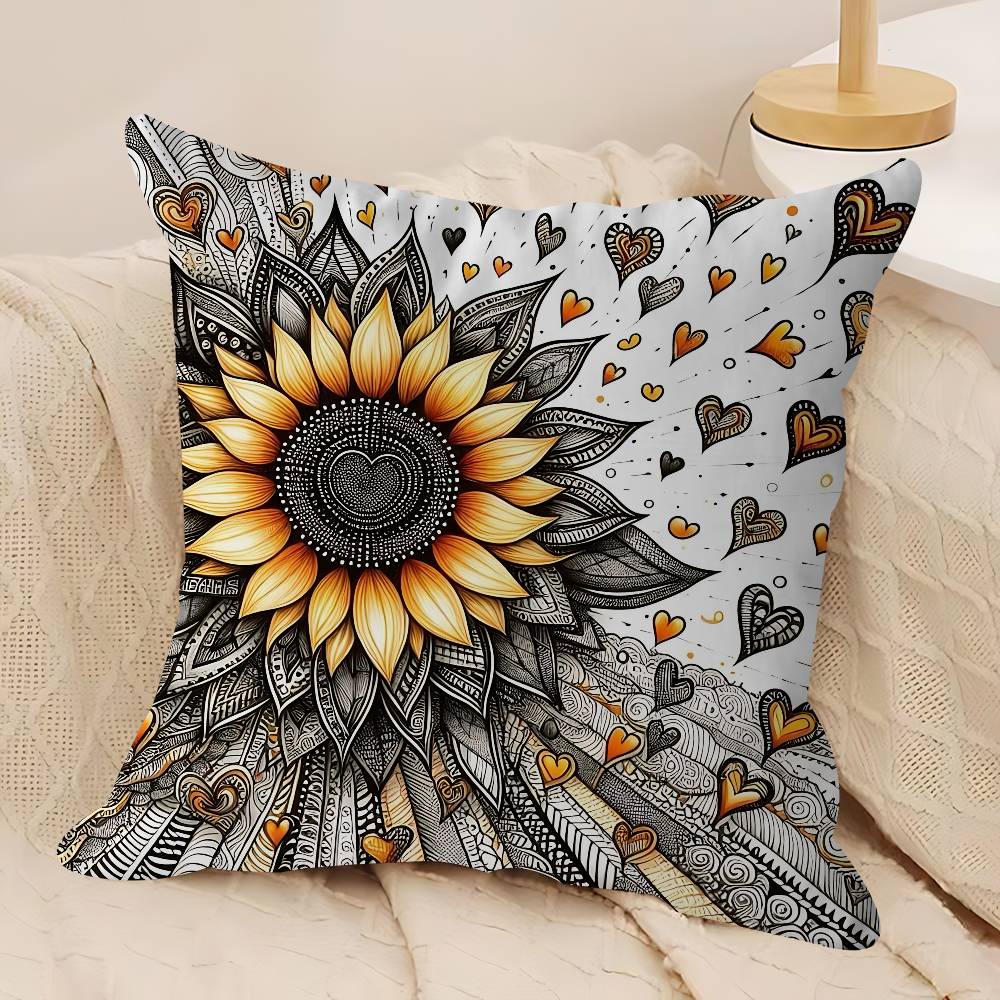 Art Sunflower Pillow Anime Pillow Sofa Bed Head Pillow Cover Cushion Cover 45x45 Cm Fashion