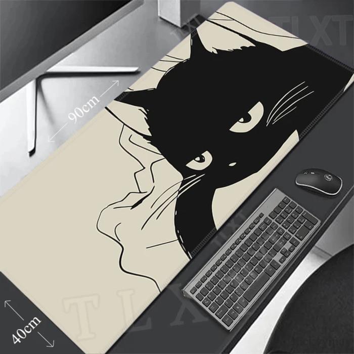 Cute Black Cat Big Head Anime Extended Gaming Mouse Pad Large Desk MatNonSlip AntiDirt Extended Desk Mat