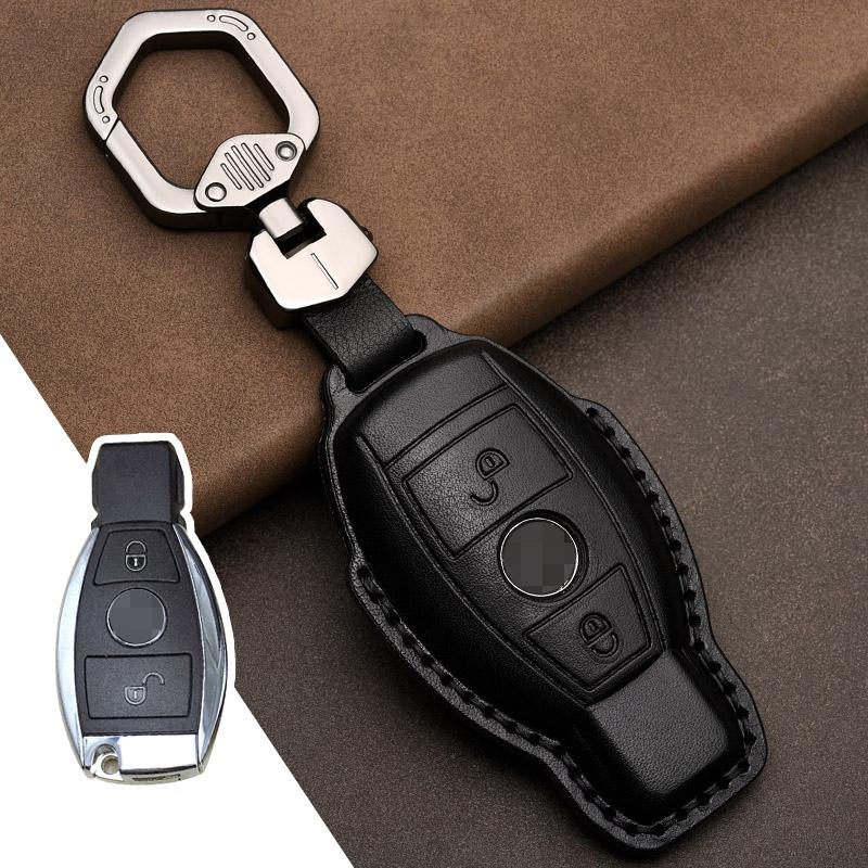 Genuine Leather Car Key Case Cover for Mercedes-Benz W203 W210 W211 Amg W204 C E S Cls Clk Cla Slk Classe Smart Car Keychain