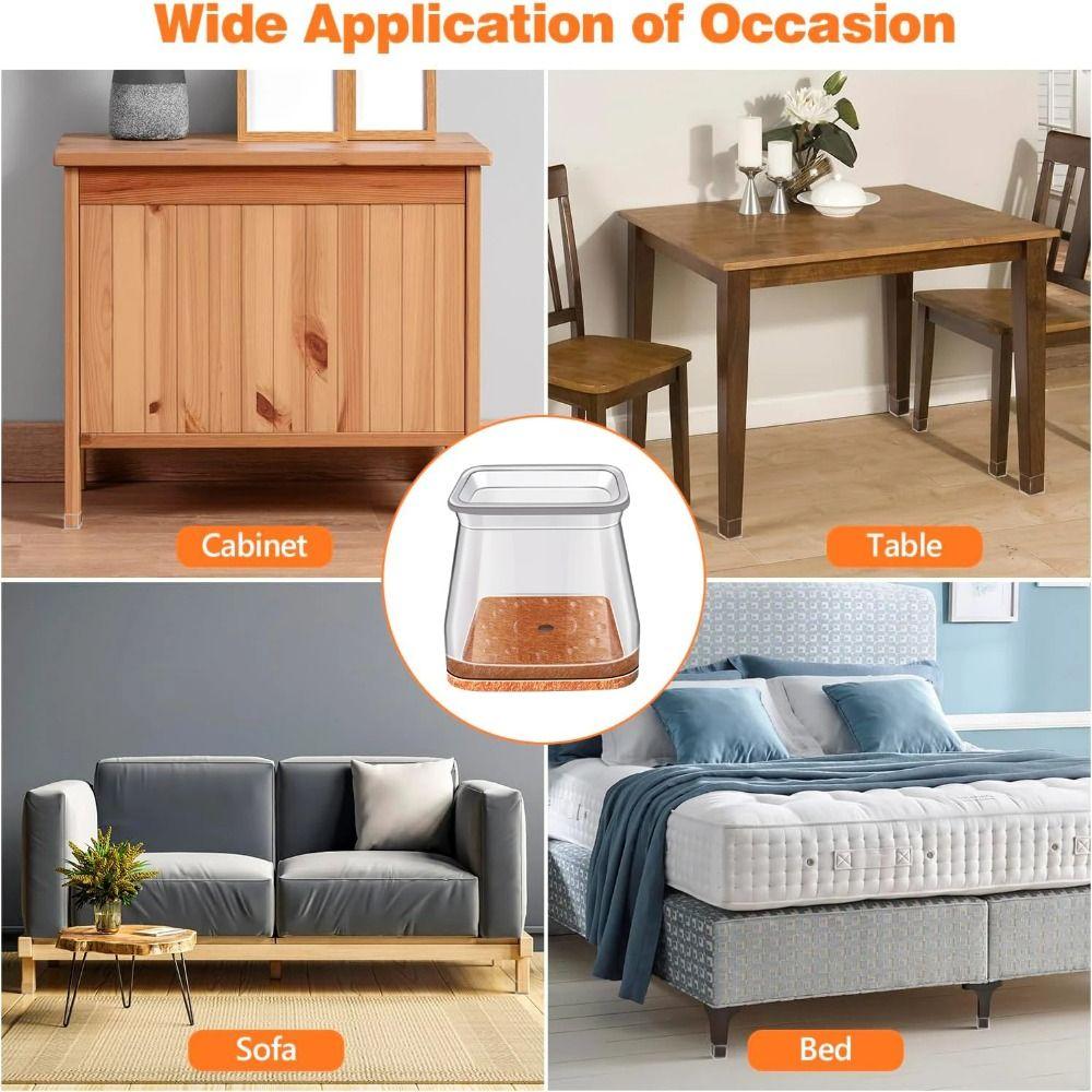 Non-Slip Chair Leg Cover Square Silicone Leg Caps Universal Chair Feet Cover  Furniture