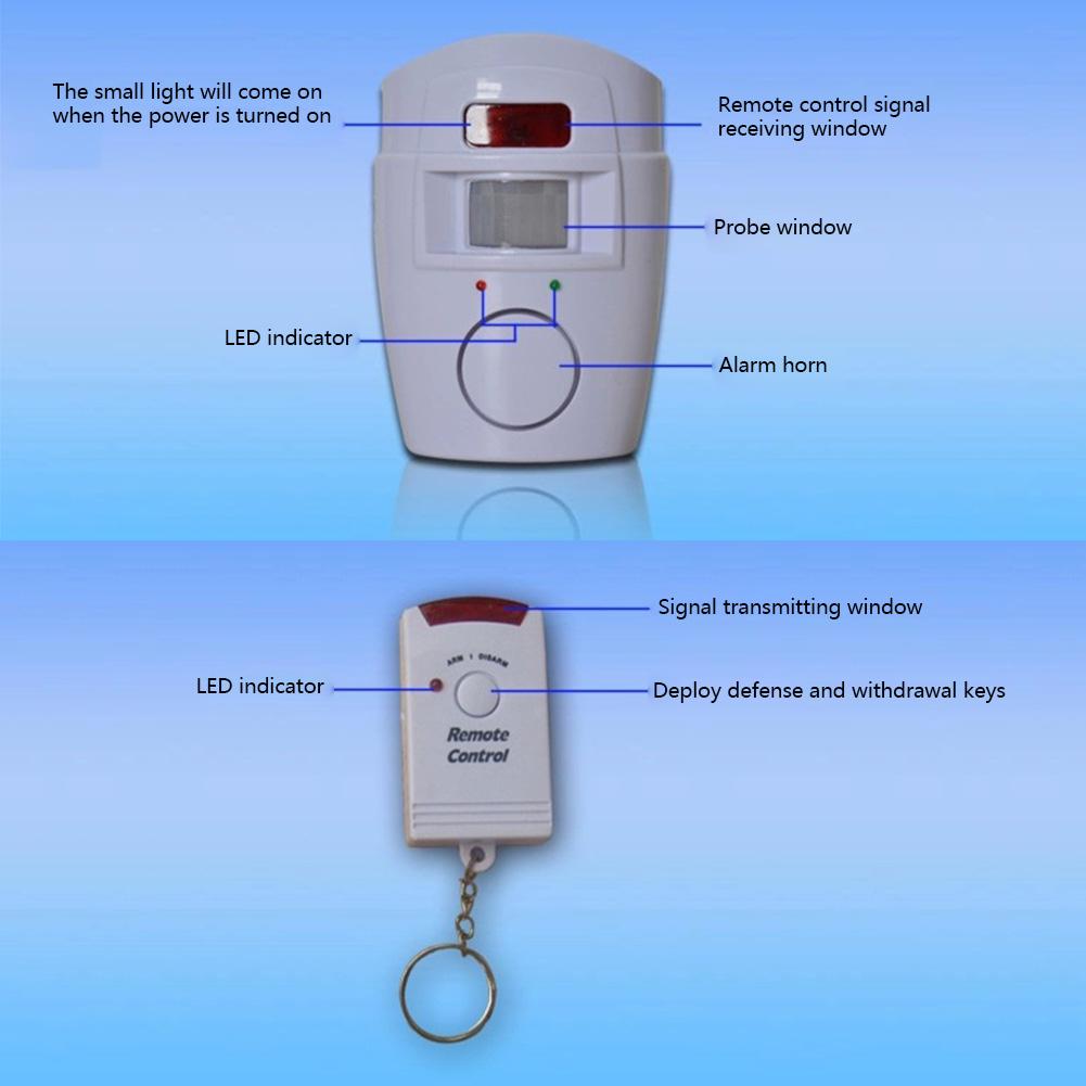 Securitate la domiciliu Alerta PIR Senzor infraroșu Sistem de alarmă Detector de mișcare umană antifurt Sirenă 105DB cu telecomandă 2 buc.