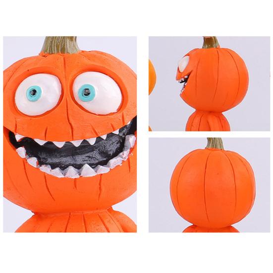 Statuetta Uomo Zucca Decorazione Zucca di Halloween Resina Scultura Zucca Spettrale per Decorazione da Tavolo da Interno Esterno Mensola
