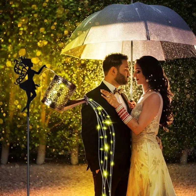 אור פיות לד סולארי משפך השקיה תלוי פנס קומקום אור חיצוני עמיד למים שביל דשא חצר גינה מנורת קישוט