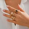 European & American Cold Style Gemstone Inlaid Irregular Metal Ring Set