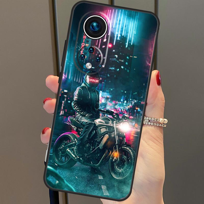 

Неоновый мотоциклетный байкерский чехол для Huawei P40 Lite P20 P30 Pro Nova 9 Nova 5T P Smart 2019, чехол для Honor 50 8X 9X 10i Huawei Nova 5T