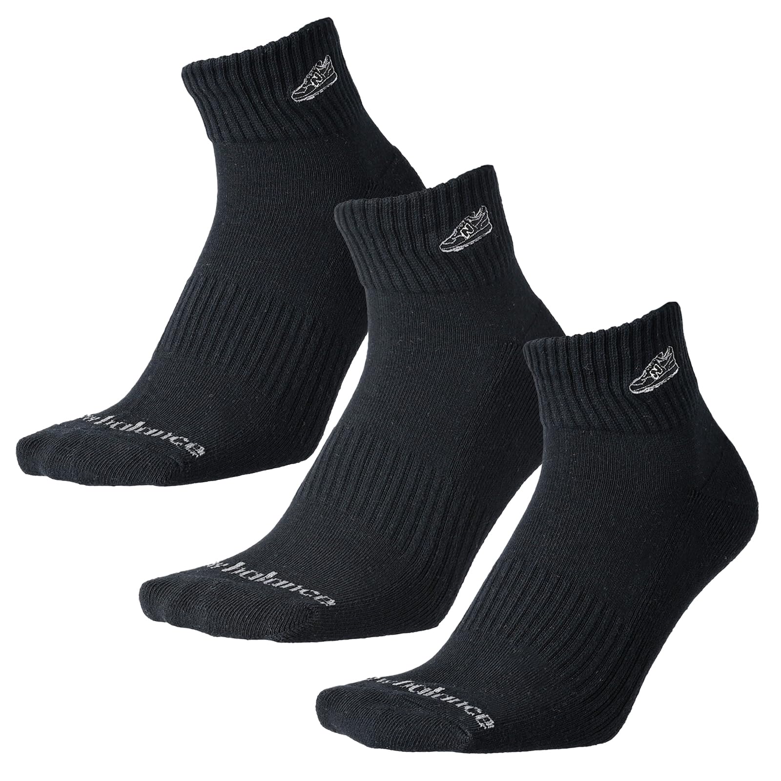 

New Balance Unisex Socks with Patch 3 Black Mid-Length 3-Piece (LAS55658) 3-Pack (3 Socks, Pairs)