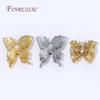 18K Gold Plated Butterfly Beads Separators DIY 3-row Pearl Necklaces Accessories,Metal Spacer Beads For Jewelry Making