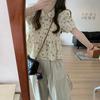 Women Summer Casual French Style Temperament Floral Blouses Loose Lovely Folds Young College