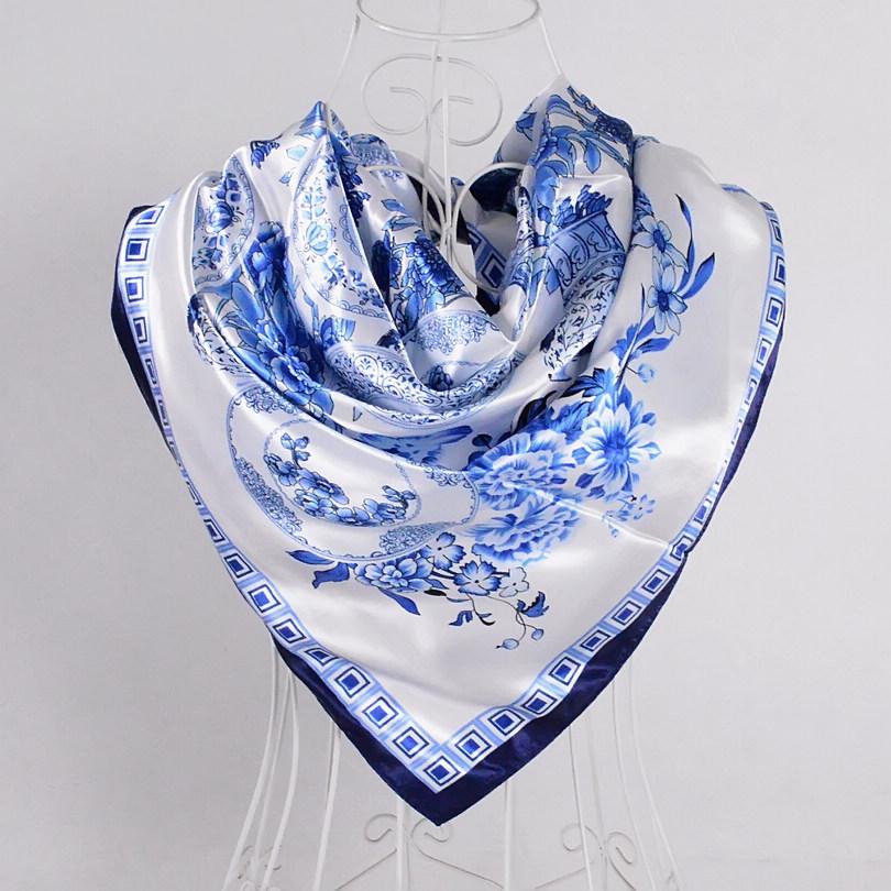 

Модный женский платок из квадратного атласного шелка с цепочным узором 90*90см, брендовый, винно-красный, полиэстеровый, шейный платок из шелка, с принтом, для осени-зимы