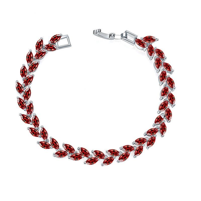 Colorful Crystal Willow Leaf Bracelet Women'S Niche Design Bracelet Bracelet Jewelry Zircon