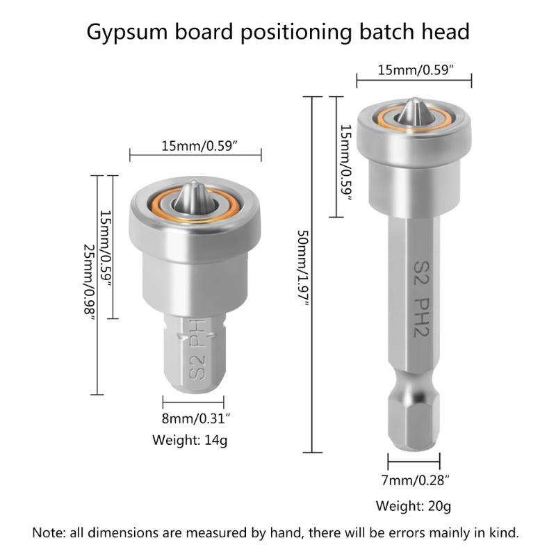 Plasterboard Positioning Screwdriver Bits With Magnetic Rings Screws Locating Batch Head For Woodworking 25mm/50mm