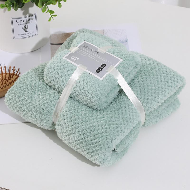 

Набор полотенец с вафельным узором «Ананас», мягкий и впитывающий воду утолщенный коралловый флис, набор материнских полотенец, акция towel 35 * 75cm зелёный