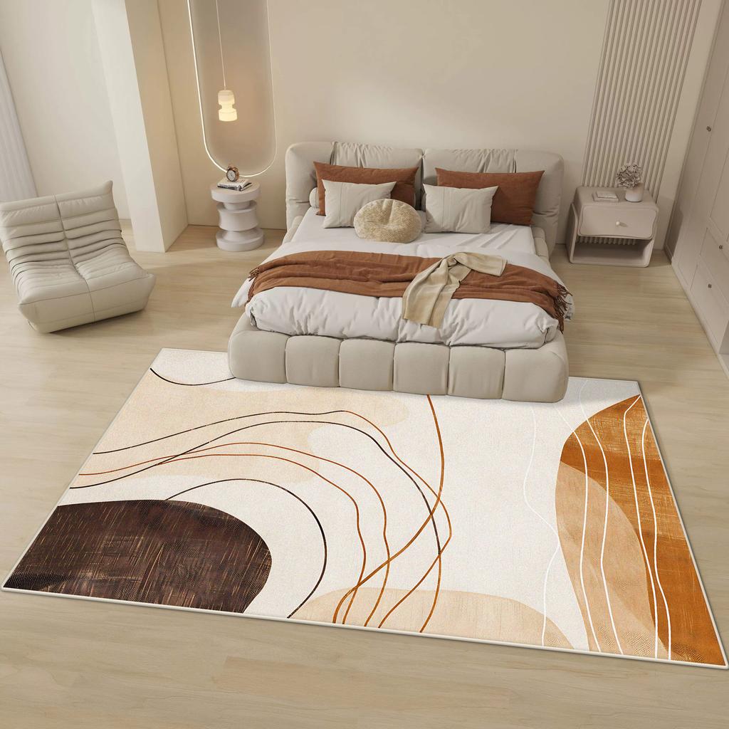 Moderní abstraktní koberec pro ložnici, k posteli, domácí dekorace, do obývacího pokoje, velké koberce, do obývacího pokoje, chlupatý, měkký, protiskluzová podložka pod nohy