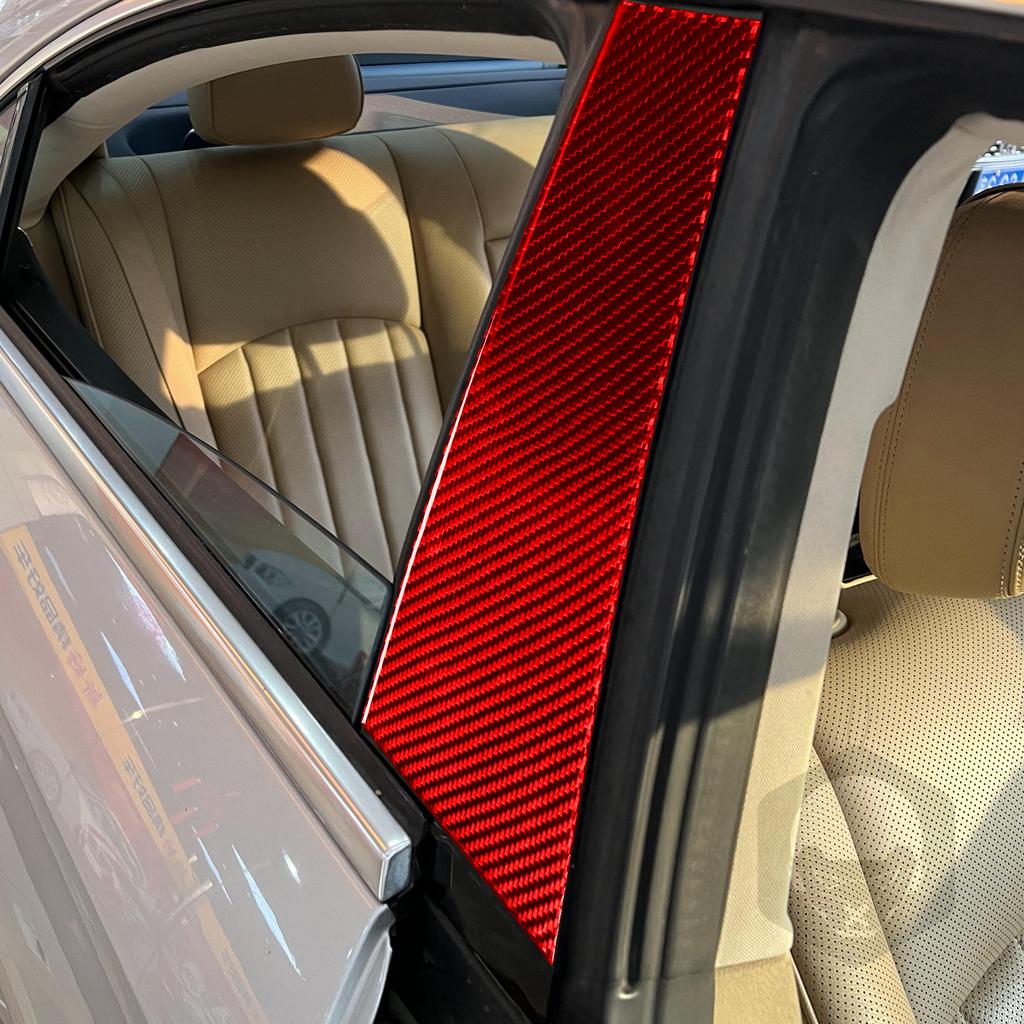For Mercedes-Benz CLS C219 2004-2009 B-Pillar Sticker 4 Pieces Set Cover Trim Real Carbon Fiber Car Interior