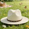(One Size, Creamy White) Men Straw Panama Hat, Wide Brim Sun Hat Lightweight Summer Top Hat for Outdoor Beach