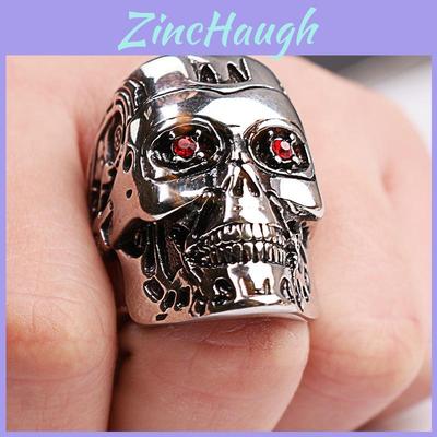 Terminator Skull Ring With Electroplated Alloy For Halloween Costume And Unisex Fashion