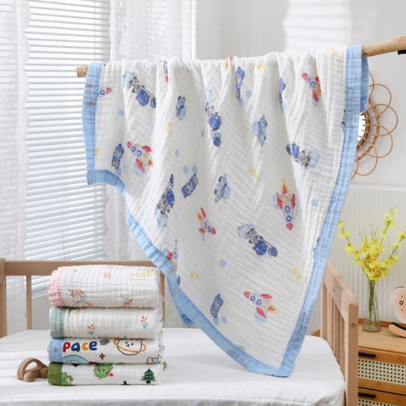 Large Size Infant Bath Blanket High Density Gauze Bath Towel 6-layer for Delicate Skin Quick Drying and Breathable